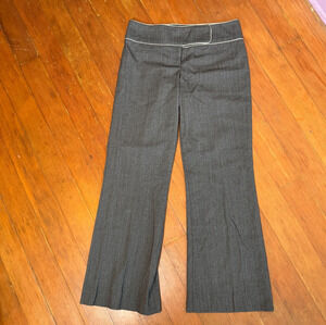 Vintage Bebe Y2K Statement Low Rise Cropped Flared Trousers Cream Piping 6